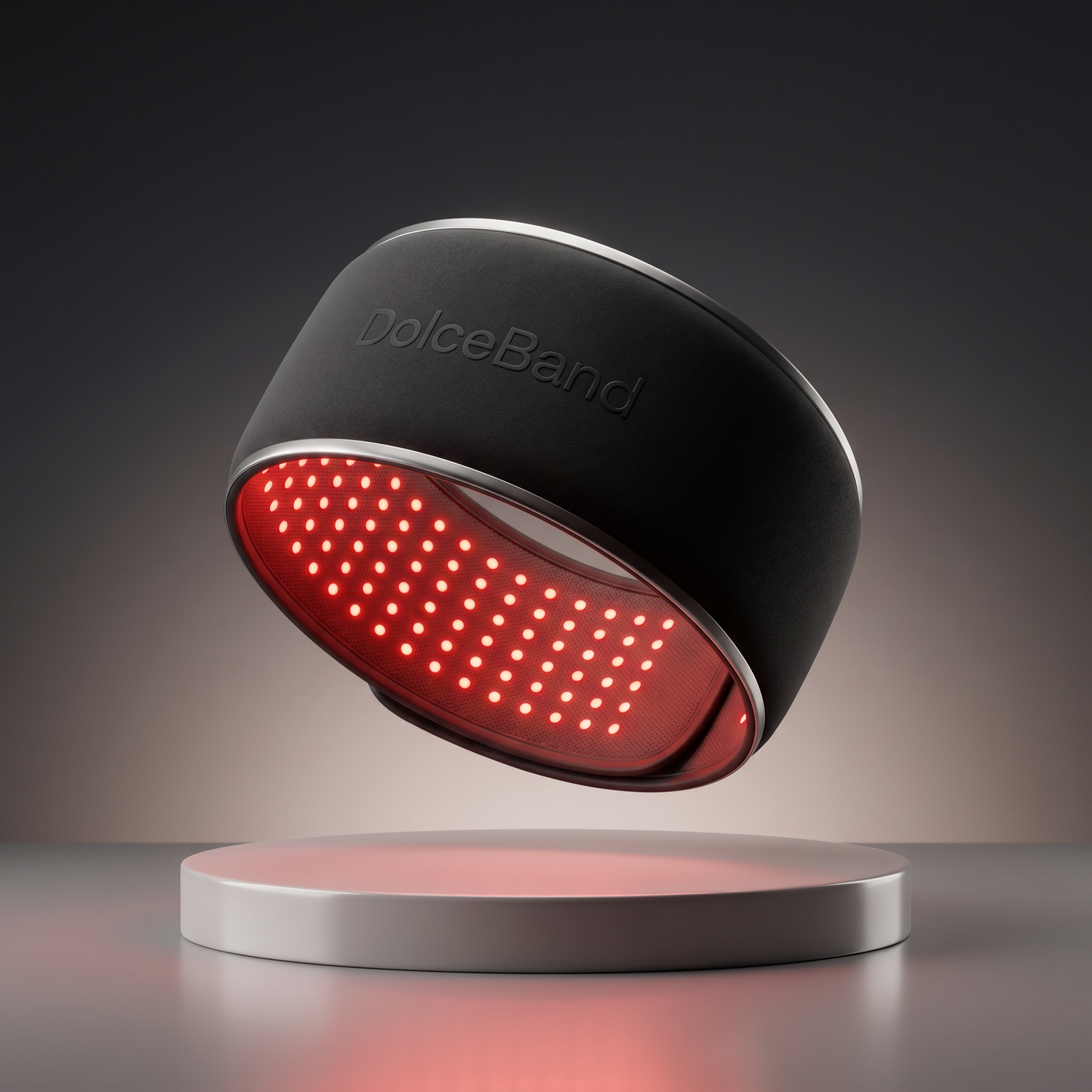 DolceBand V2 product isolated — matte black with red LEDs