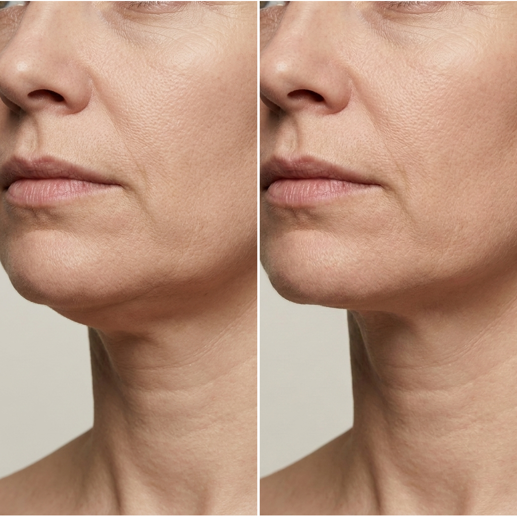 Antes y después del contorno facial con Dolce Lift V