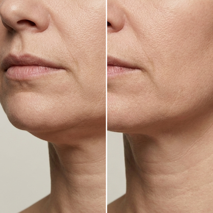 Comparativa antes y después de la línea mandibular